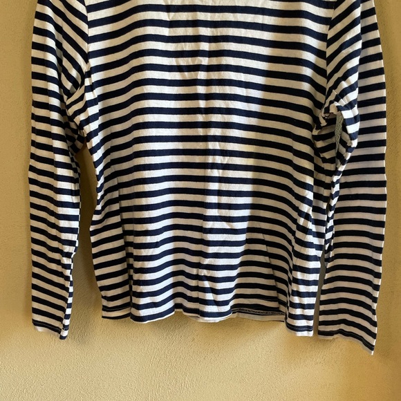 Mod Ref Navy Blue & White Striped Teagan Cotton Blend Crewneck Tee Shirt S - Picture 4 of 11